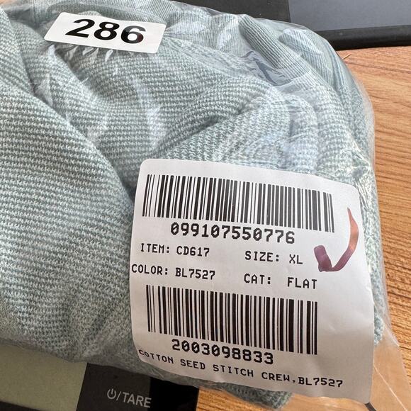 J.Crew Cotton Seed Stitch Crewneck Sweater Men XL Blue Pullover Rib Trim Stretch - Picture 7 of 7